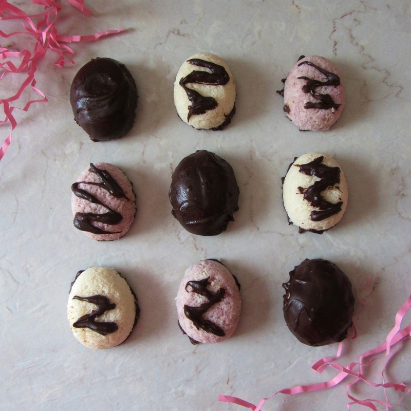 Homemade coconut and chocolate Easter eggs
