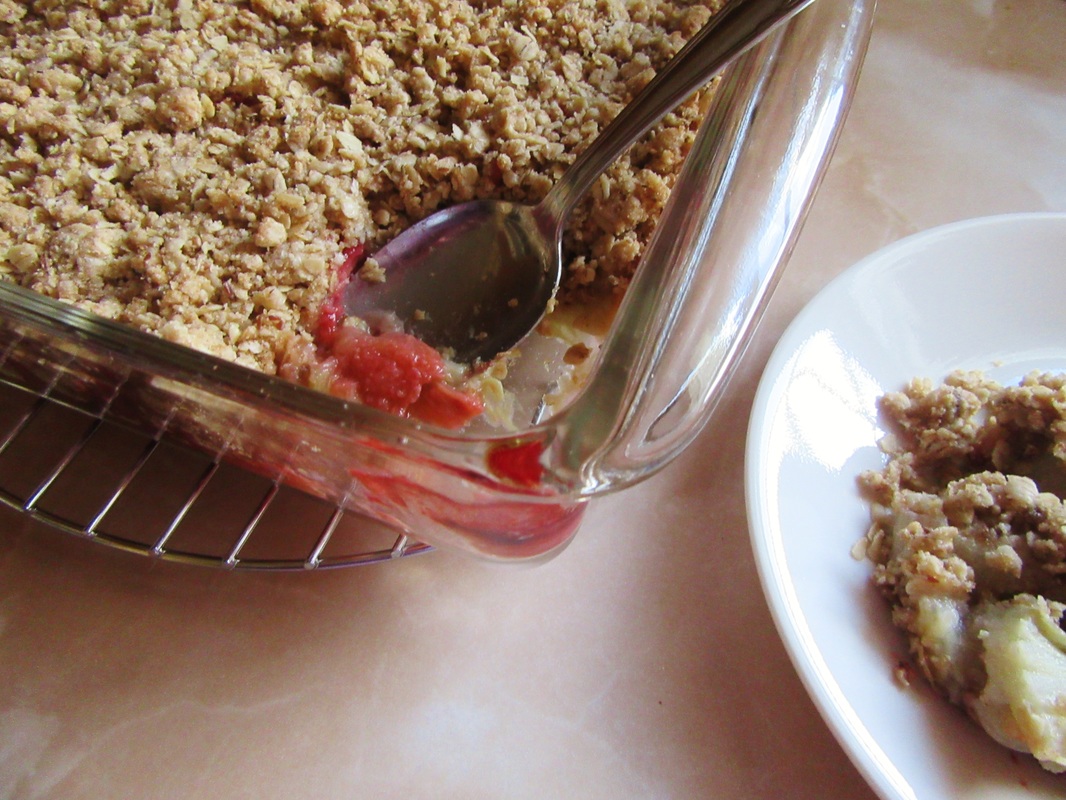 Red Berry Rhubarb Crisp - Get the recipe at www.beverleynoseworthy.ca